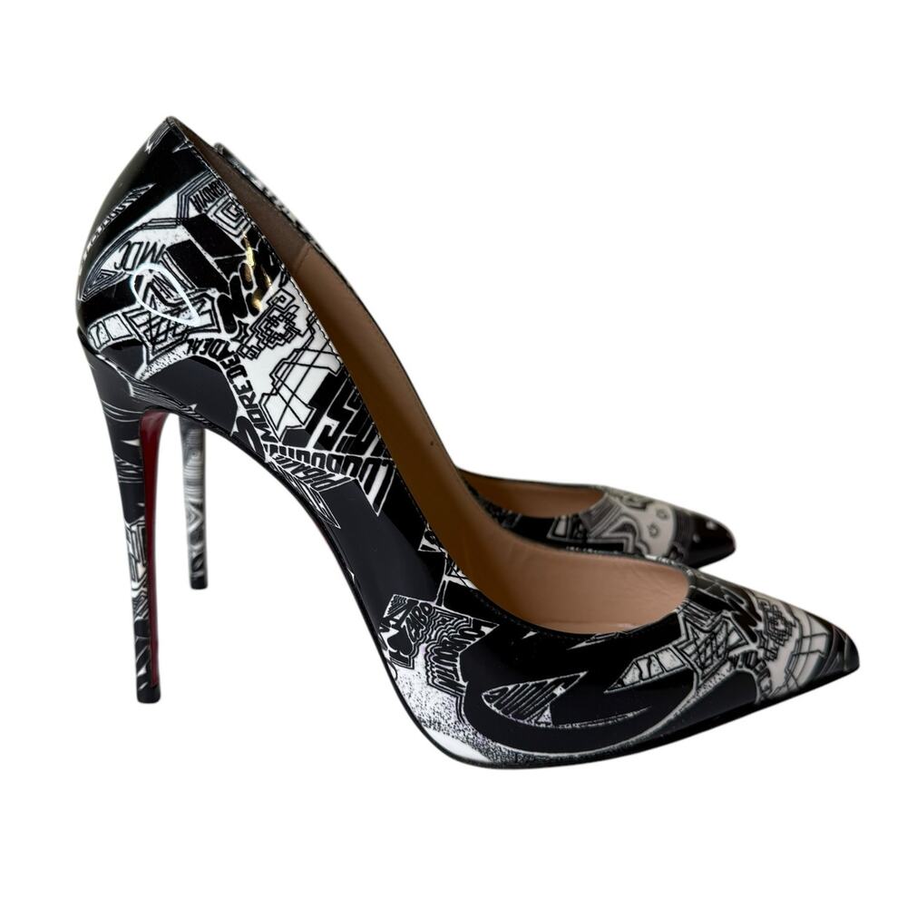 Christian Louboutin Black and White Graphic Heels